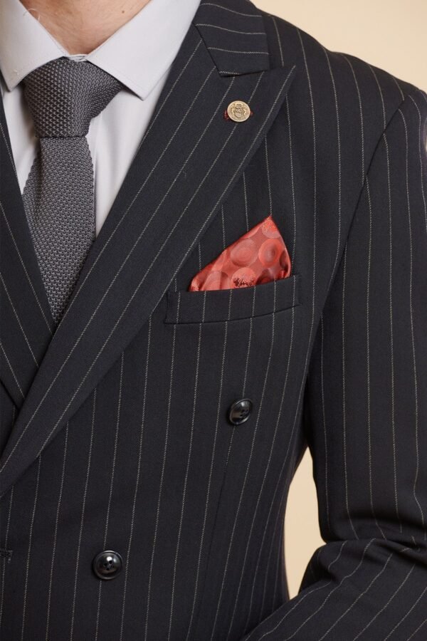 ROCCO - Navy Pinstripe Double Breasted Blazer - Image 6