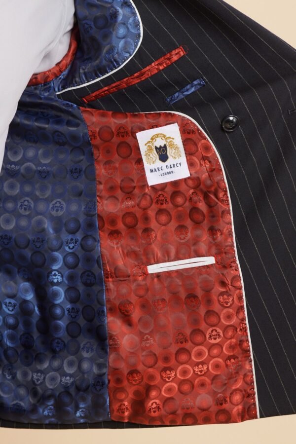 ROCCO - Navy Pinstripe Double Breasted Blazer - Image 8