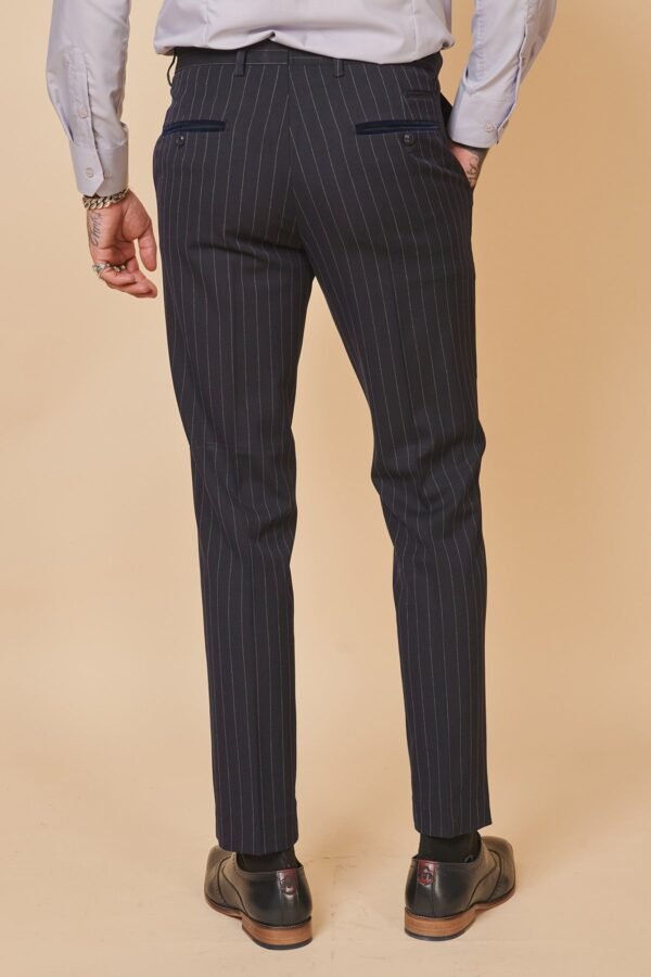 ROCCO - Navy Pinstripe Double Breasted Two Piece Suit - Image 10
