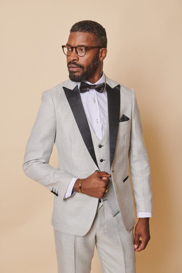 SPENCER - Stone Tux Lapel Blazer - Image 4