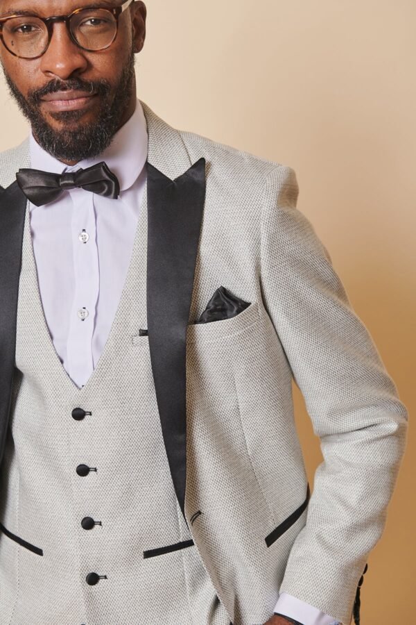 SPENCER - Stone Tux Lapel Blazer - Image 2