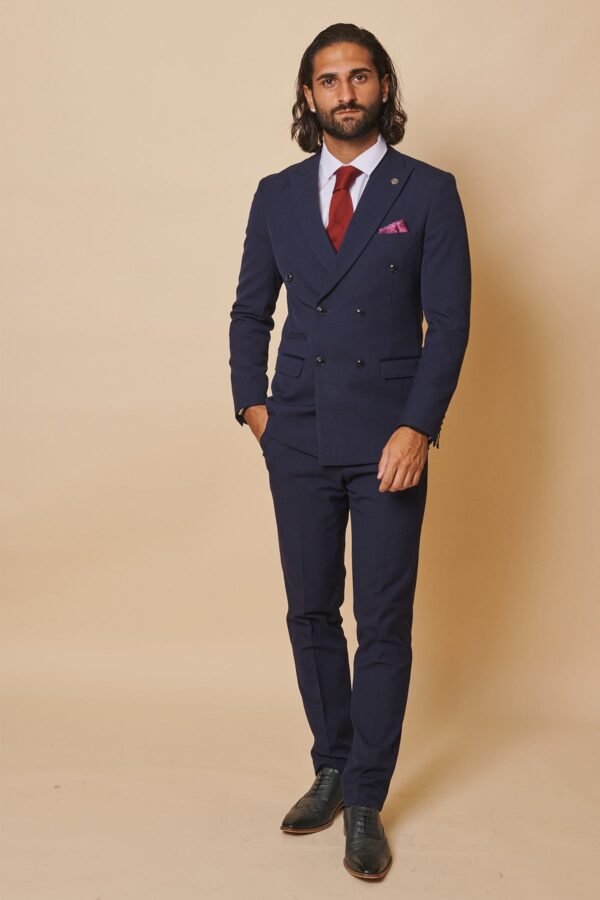 Former Sunderland Football Michael Gray in Bromley Navy Double-Breasted Suit - Image 3