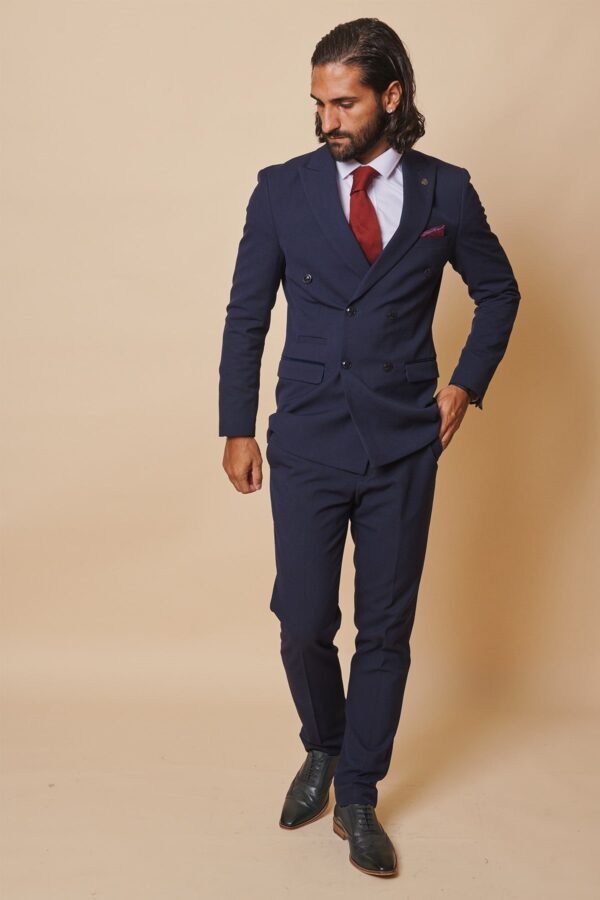Former Sunderland Football Michael Gray in Bromley Navy Double-Breasted Suit - Image 4