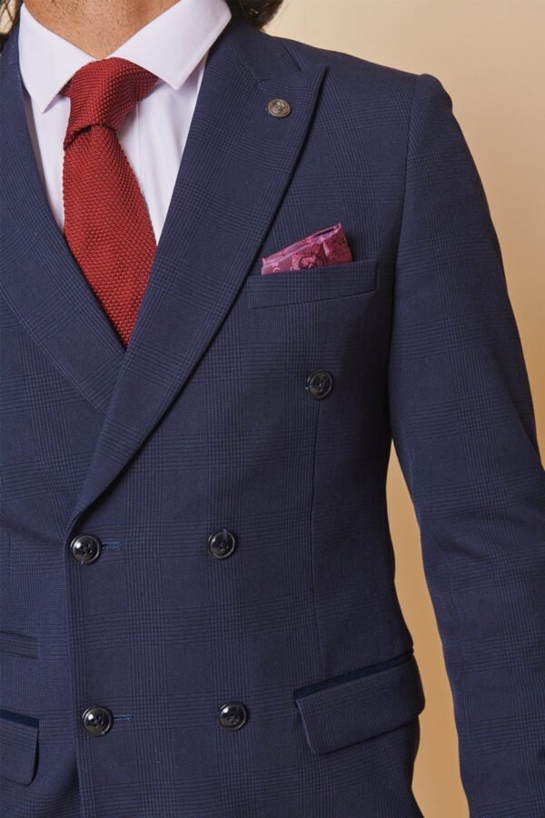 Former Sunderland Football Michael Gray in Bromley Navy Double-Breasted Suit - Image 6