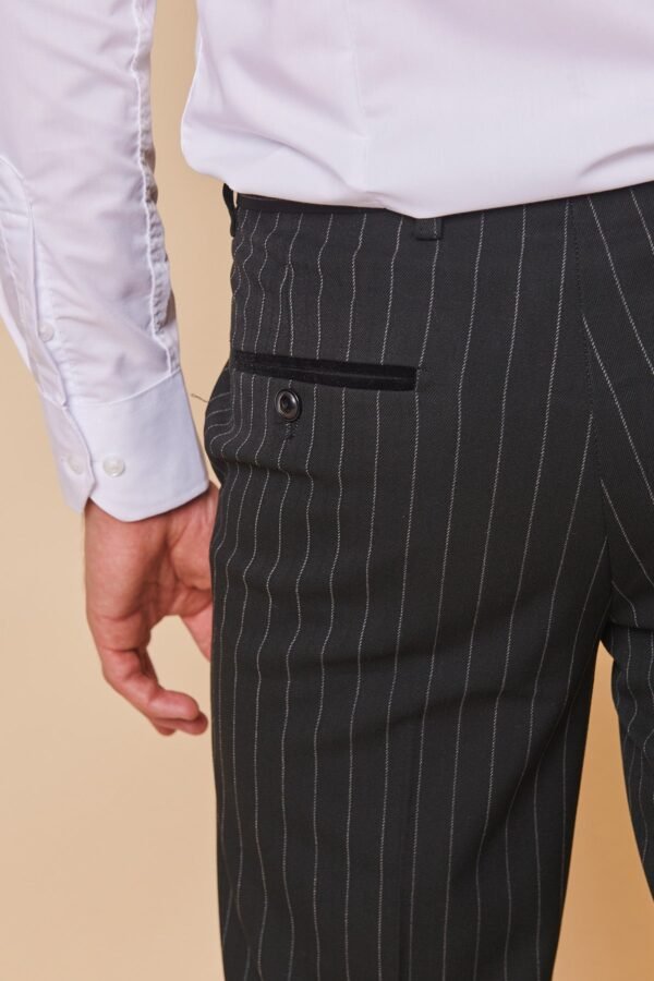 ROCCO - Black Pinstripe Trousers - Image 4