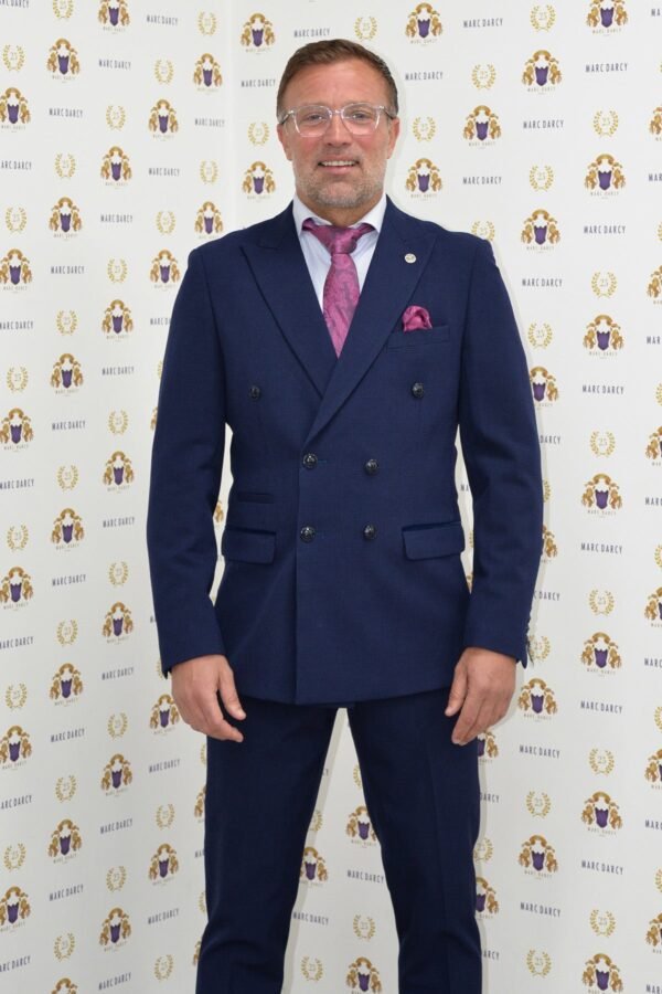 Former Sunderland Football Michael Gray in Bromley Navy Double-Breasted Suit