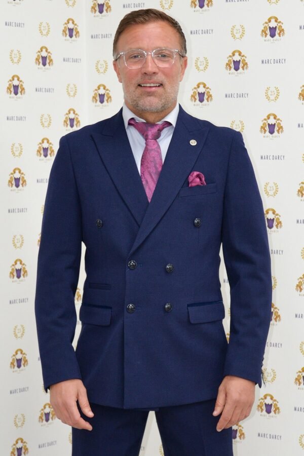 Former Sunderland Football Michael Gray in Bromley Navy Double-Breasted Suit - Image 2