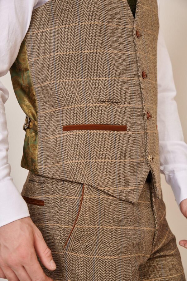 The WHU Collection - TED Tan Tweed Check Three Piece Suit As Worn By Lukasz Fabianski - Image 12