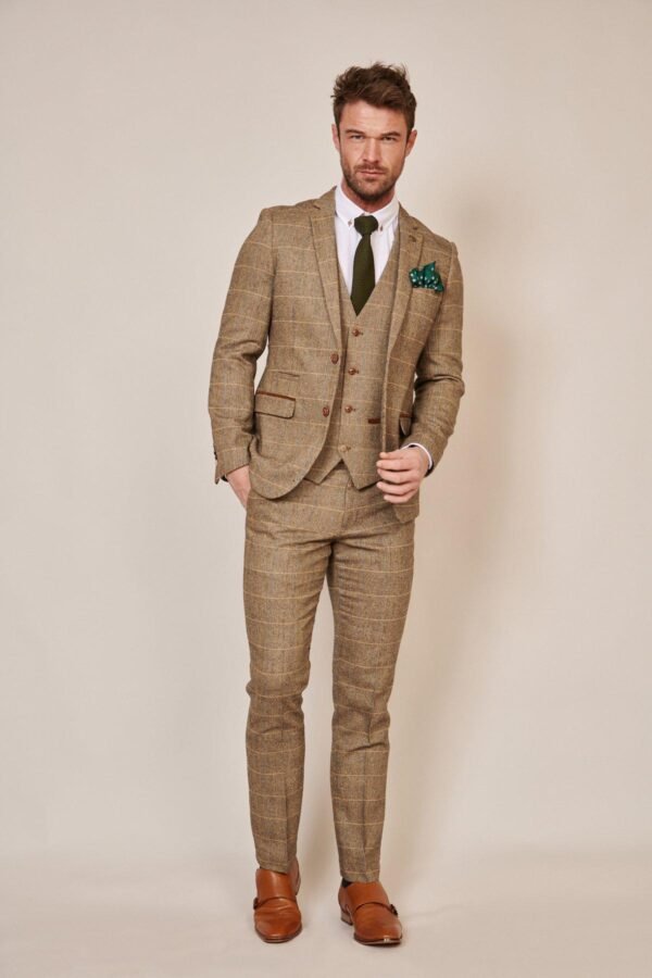 The WHU Collection - TED Tan Tweed Check Three Piece Suit As Worn By Lukasz Fabianski - Image 7