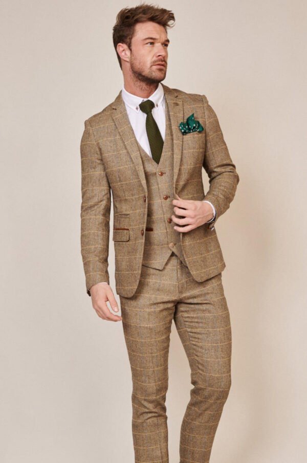 The WHU Collection - TED Tan Tweed Check Three Piece Suit As Worn By Lukasz Fabianski - Image 4