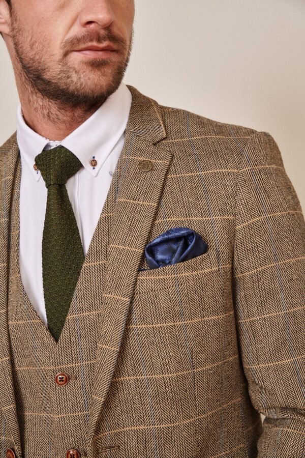 The WHU Collection - TED Tan Tweed Check Three Piece Suit As Worn By Lukasz Fabianski - Image 6