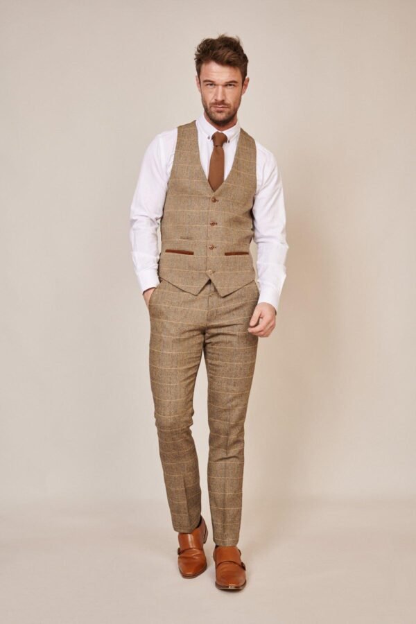 The WHU Collection - TED Tan Tweed Check Three Piece Suit As Worn By Lukasz Fabianski - Image 5